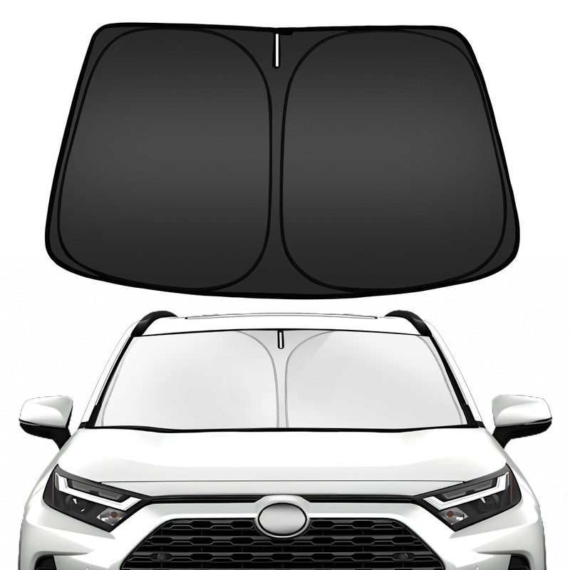 ARISMOTOR مظلة شمس للزجاج الأمامي من ARISMOTOR لسيارة Toyota RAV4 2019-2025 مناسبة حسب الطلب قابلة للطي للنافذة الأمامية حاجب من الشمس واقي من الأشعة فوق البنفسجية يحافظ على برودة سيارتك - Image 1